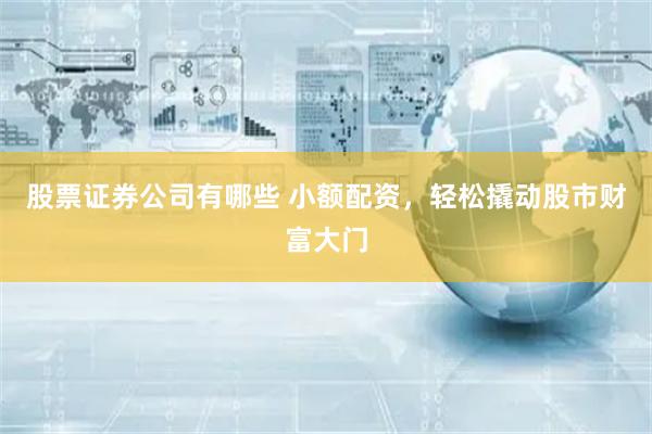 股票证券公司有哪些 小额配资，轻松撬动股市财富大门
